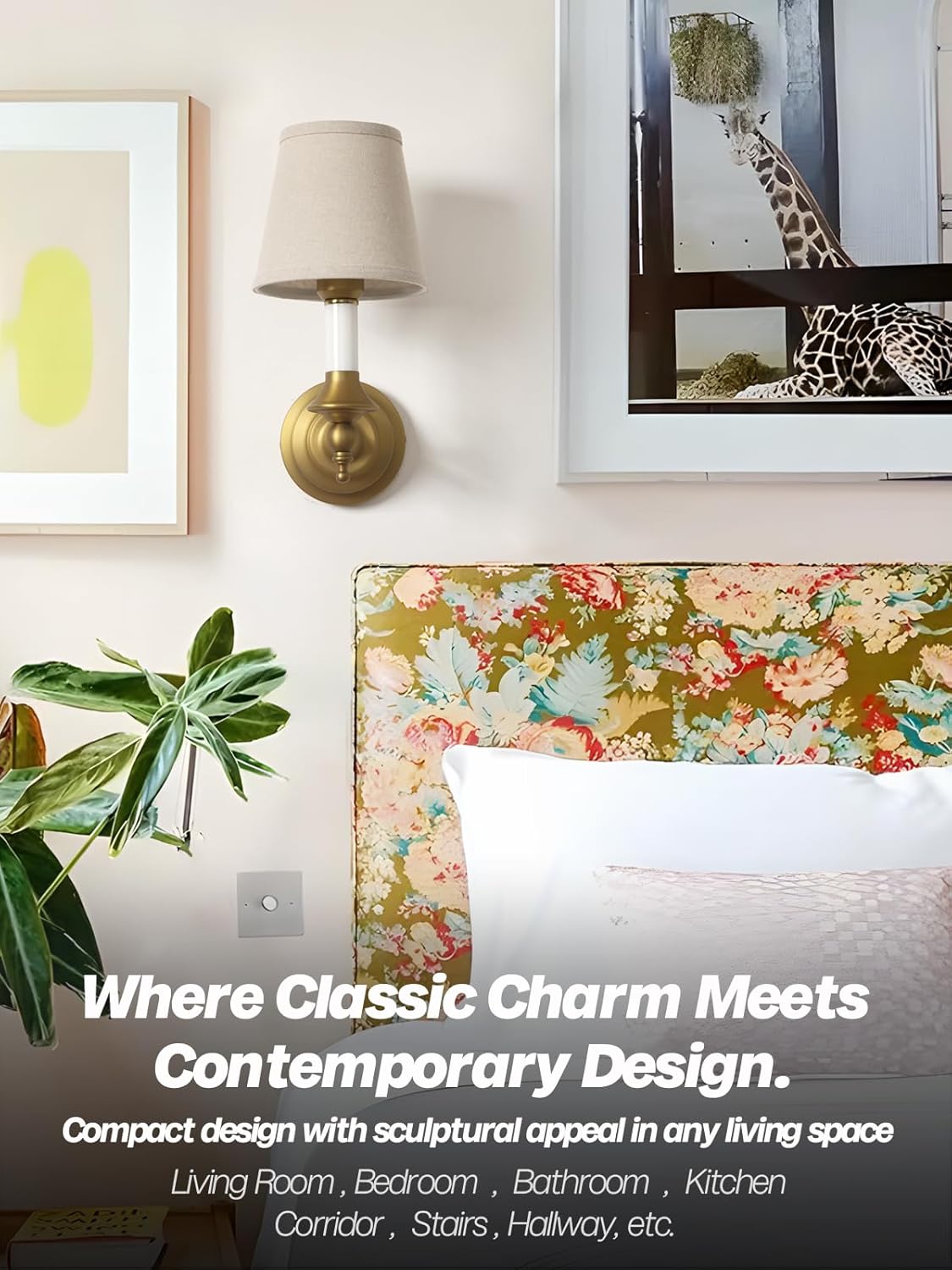 HEQIQEH 2-Pack Battery Operated Wall Sconces, Antique Brass Wall Light with Acrylic Stem & Linen Shade, Remote Control LED Lighting, No Wiring Needed for Farmhouse Rustic Home Decor