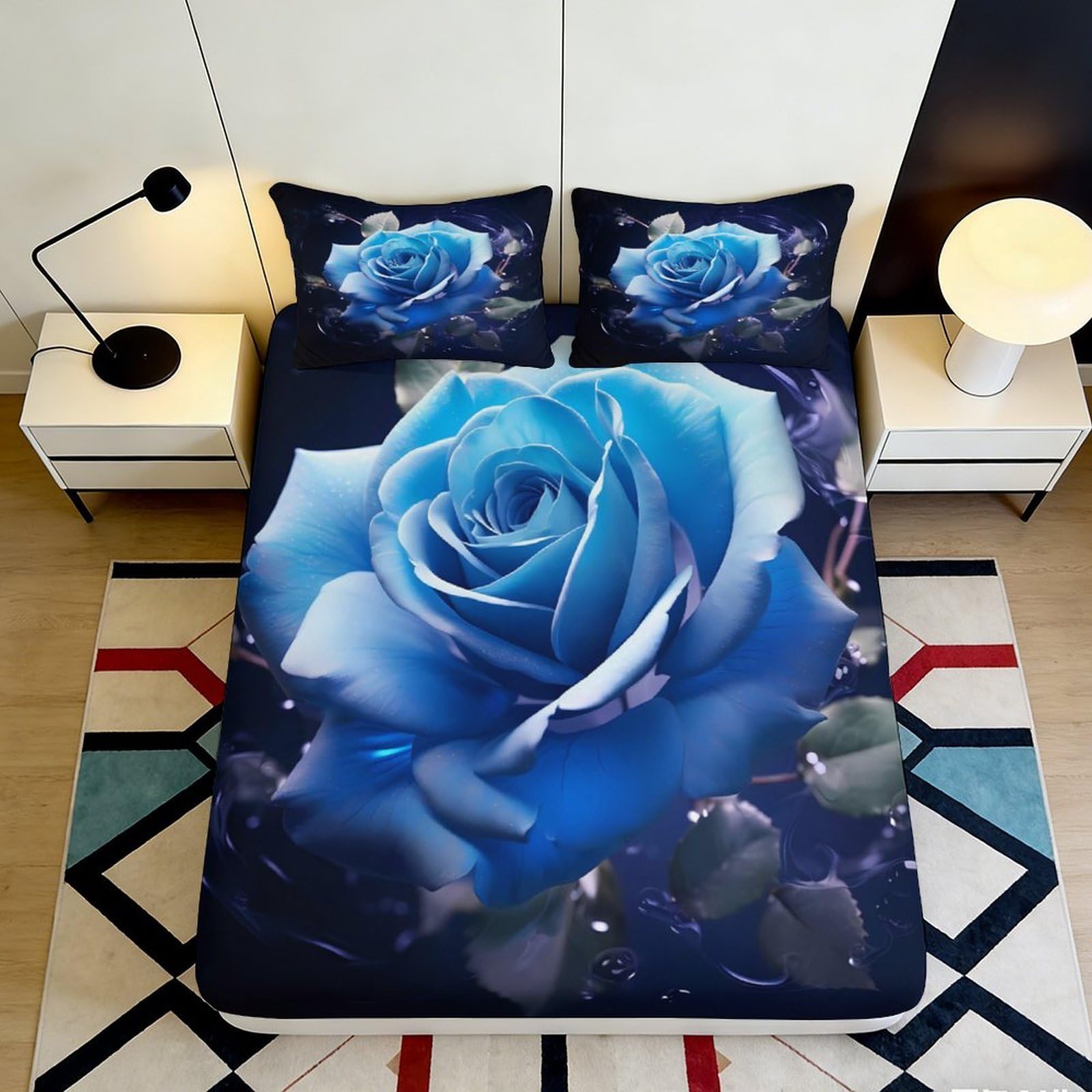 3D Printed Running Horse Fitted Sheet Microfiber Deep Pocket Non-Slip Bedroom Bedding Horse Theme Mattress Fitted Cover for Adults 140x200x25cm