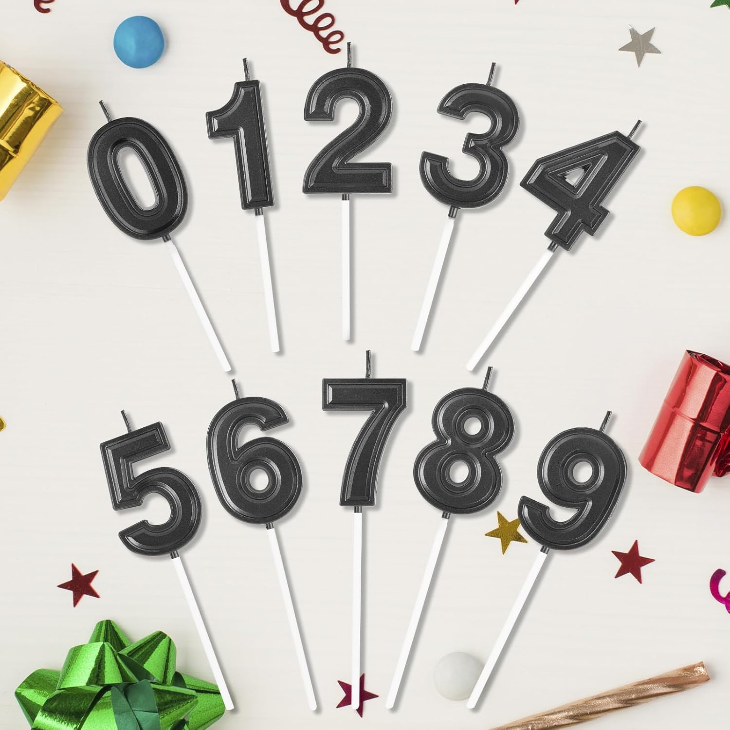 BEAN LIEVE Black Number Candles 0-9 (10-Pcs) | Numeric Birthday Cake Candles with Digits 1-9 & 0 | Luxury Wax Numbers for Party Decorations, Anniversary, Wedding, Celebration Supplies image 3