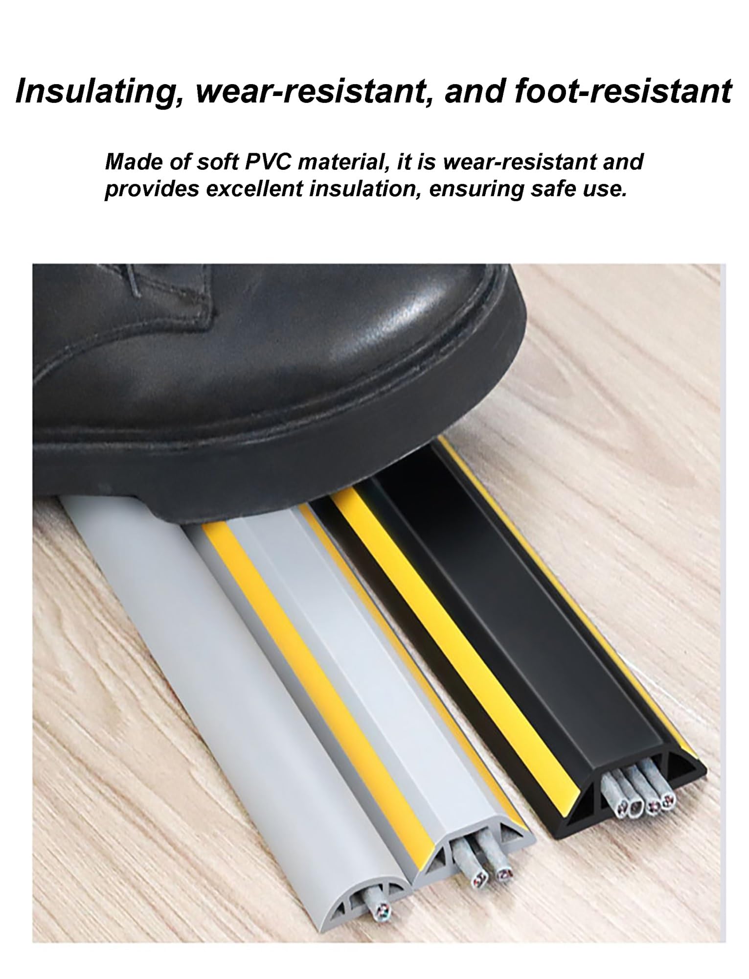 Cubierta de Cable de Piso de 10 pies, Piso Oculto de Cable de Madera de Nogal, Piso Protector de Cable de PVC Suave, Cubiertas de Alambre de Piso de extensión Oculta for Cables(Color4-w4cm)