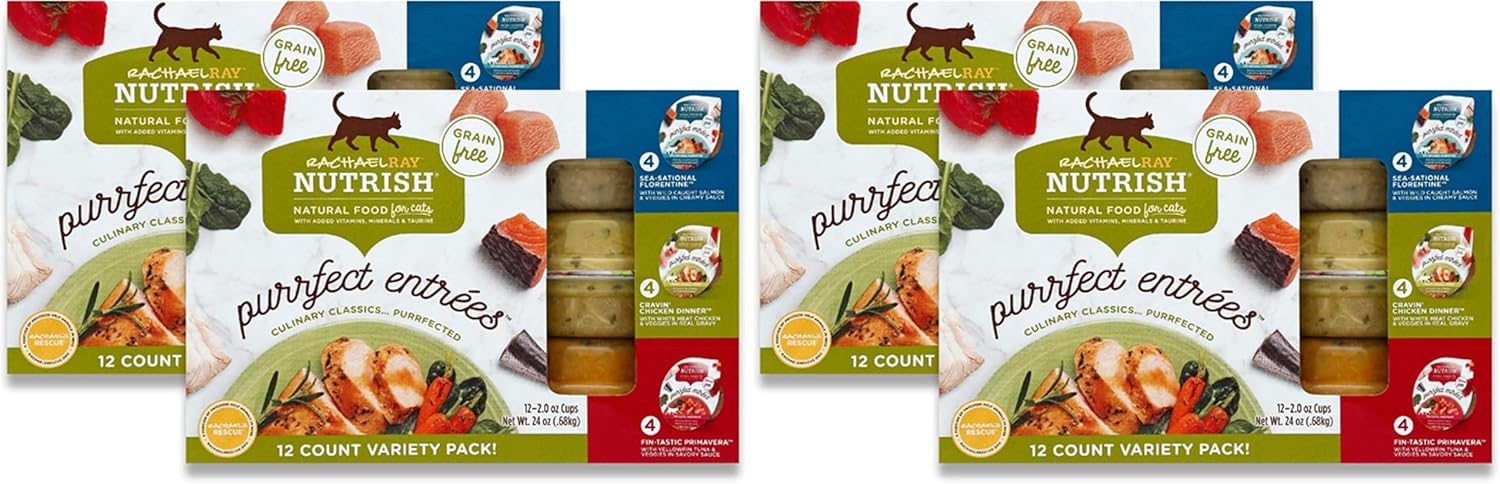 Nutrish Rachael Ray Purrfect Entrees Wet Cat Food,Variety Pack,2 Ounce Cup,(Pack of 48)