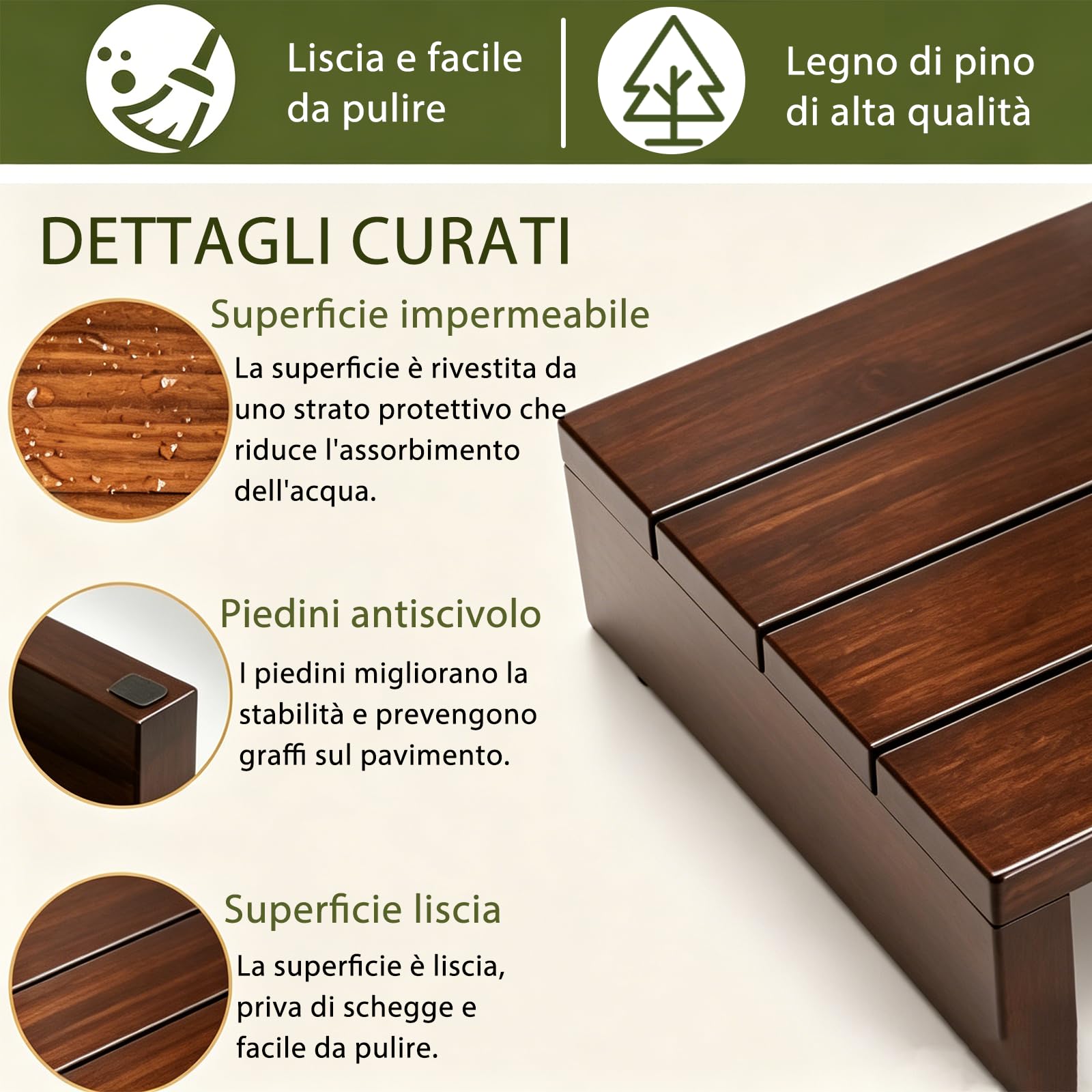 Scalino Per Bambini Bagno,Pedane In Legno,Gradino Per Anziani, Comodo Multifunzionale,Panchetto Pesca,Non Richiede Montaggio, Funzione Antiscivolo,Ideale Per Cucina, Camper