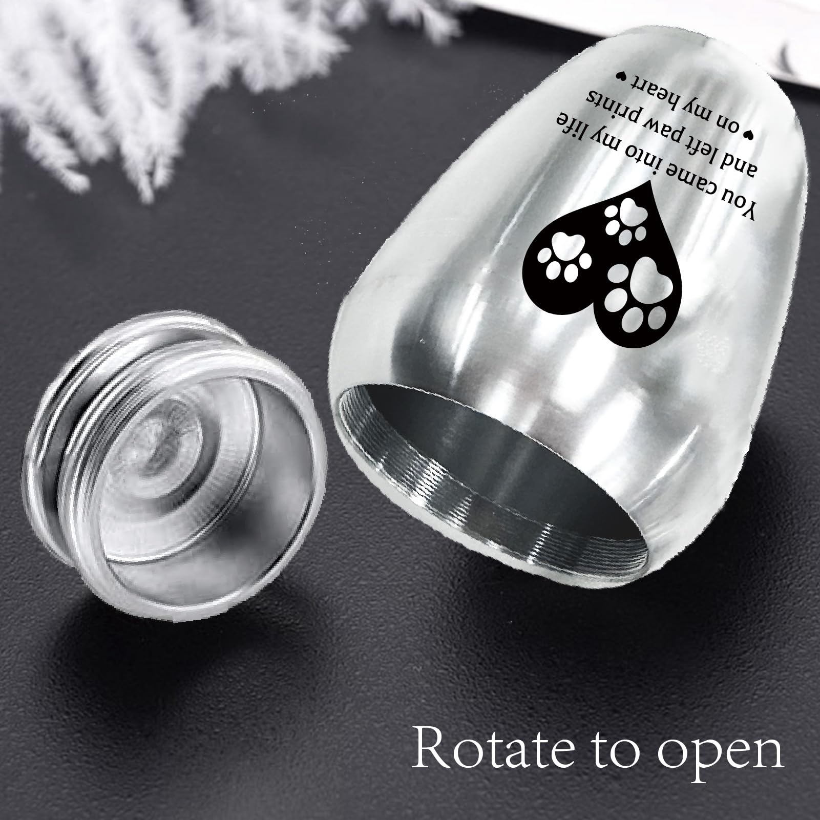 CREATCABIN Small Urn for Ashes Mini Urn for Ashes Pet Ashes Keepsake Aluminum Ashes Holder Funeral Cremation Engraved Word with Velvet Bag Memorial Gift for Mom Dad Family 2.6x1.8 Inch Dog Paw - Image 4