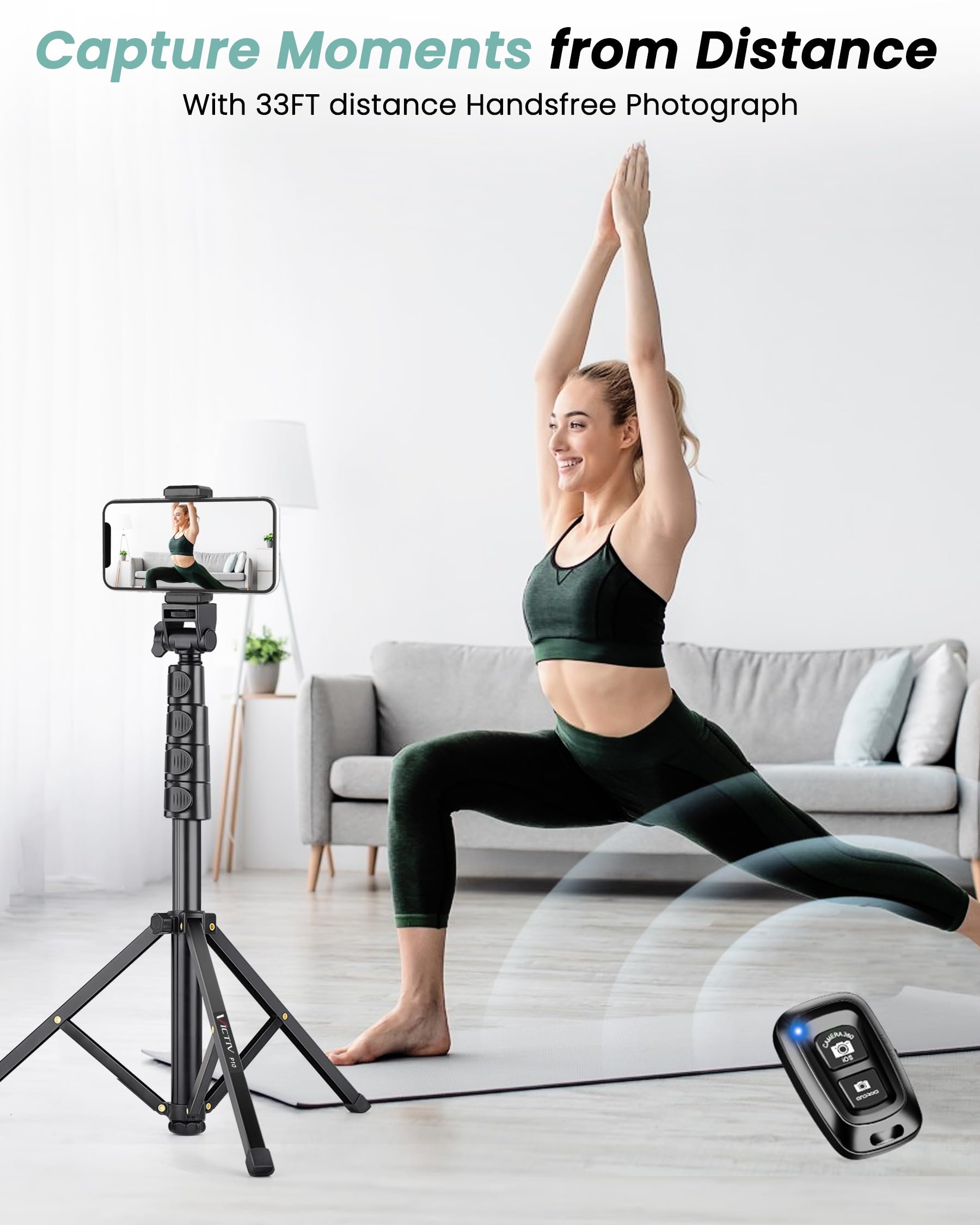 Victiv 197cm Hoch Handy Stativ, Flexibel Overhead Smartphone Stativ, mit 25cm Verstellbarer Schwanenhals, Fernauslöser für Selfies, Aluminium Kamera Phone Tripod für Sony DSLR & iPhone17 16 15 Pro Max