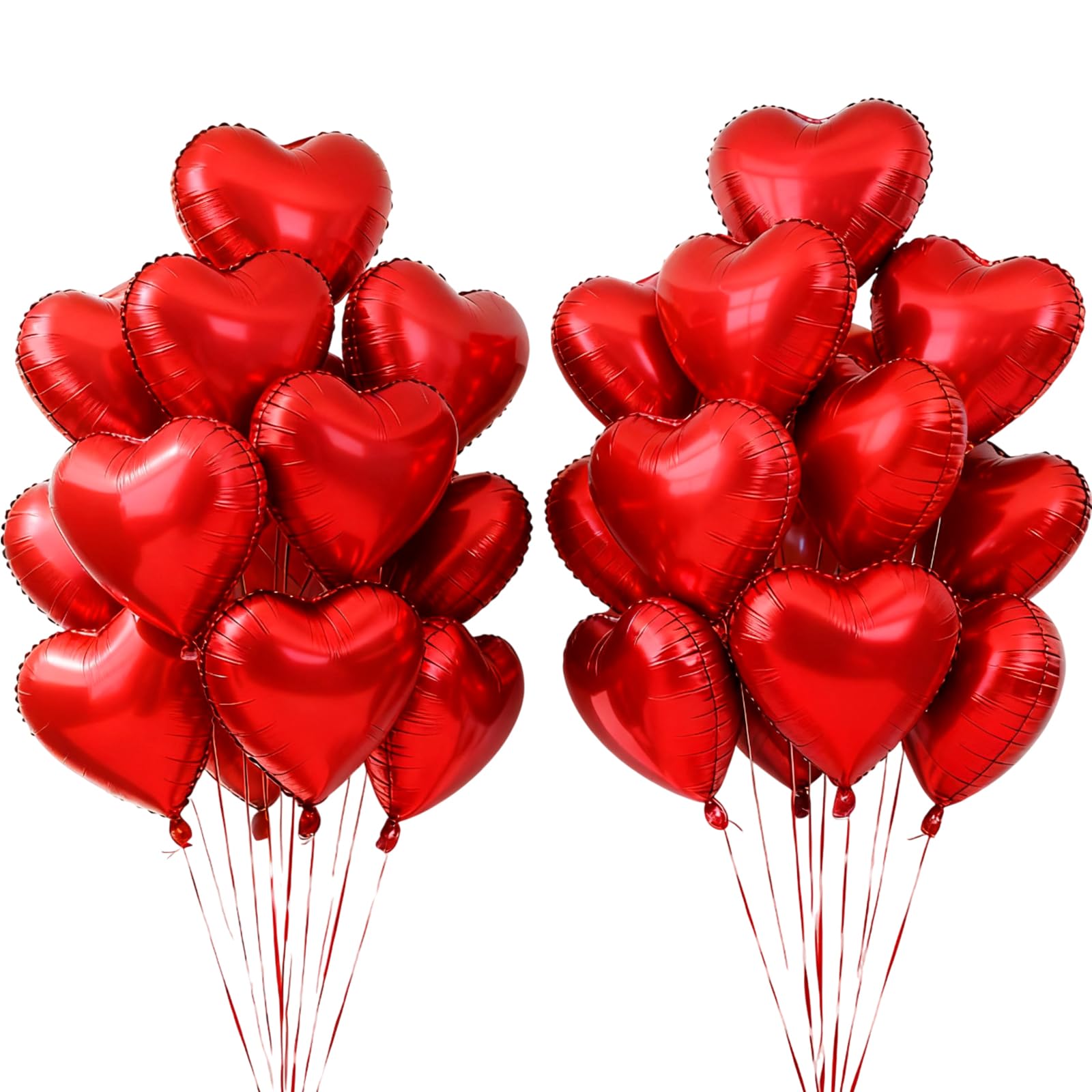 24 Pcs Red Heart Balloons 18 Inch, Red Foil Helium Balloons, Heart Shaped, Foil Helium, Suitable for Decorating Birthday Parties, Engagement Parties, Weddings, Valentine's Day and Other Festivals