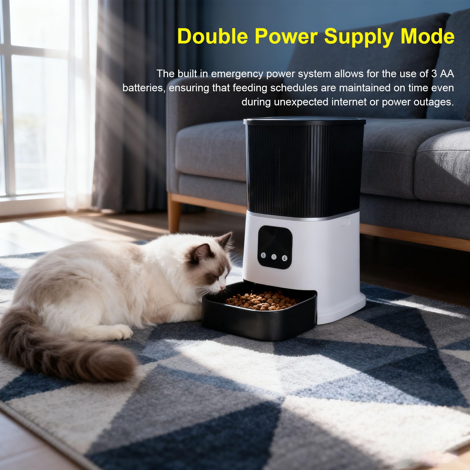 Distributore automatico di cibo per cani temporizzato con telecomando intelligente WiFi da 6 litri di grande capacità per la casa