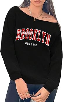 Amazon.com: Avanova Women Off The Shoulder Brooklyn Graphic