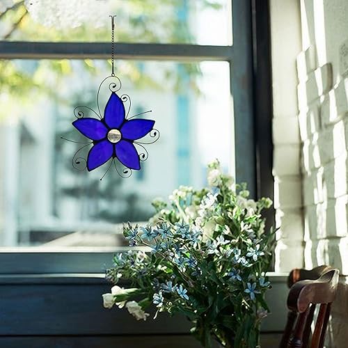 Miniatura 4 de Forget-me-not - Atrapasoles para ventana con vitrales, Forget Me Not Flower Suncatcher para ventana, flores de vitral, regalos de cumpleaños para