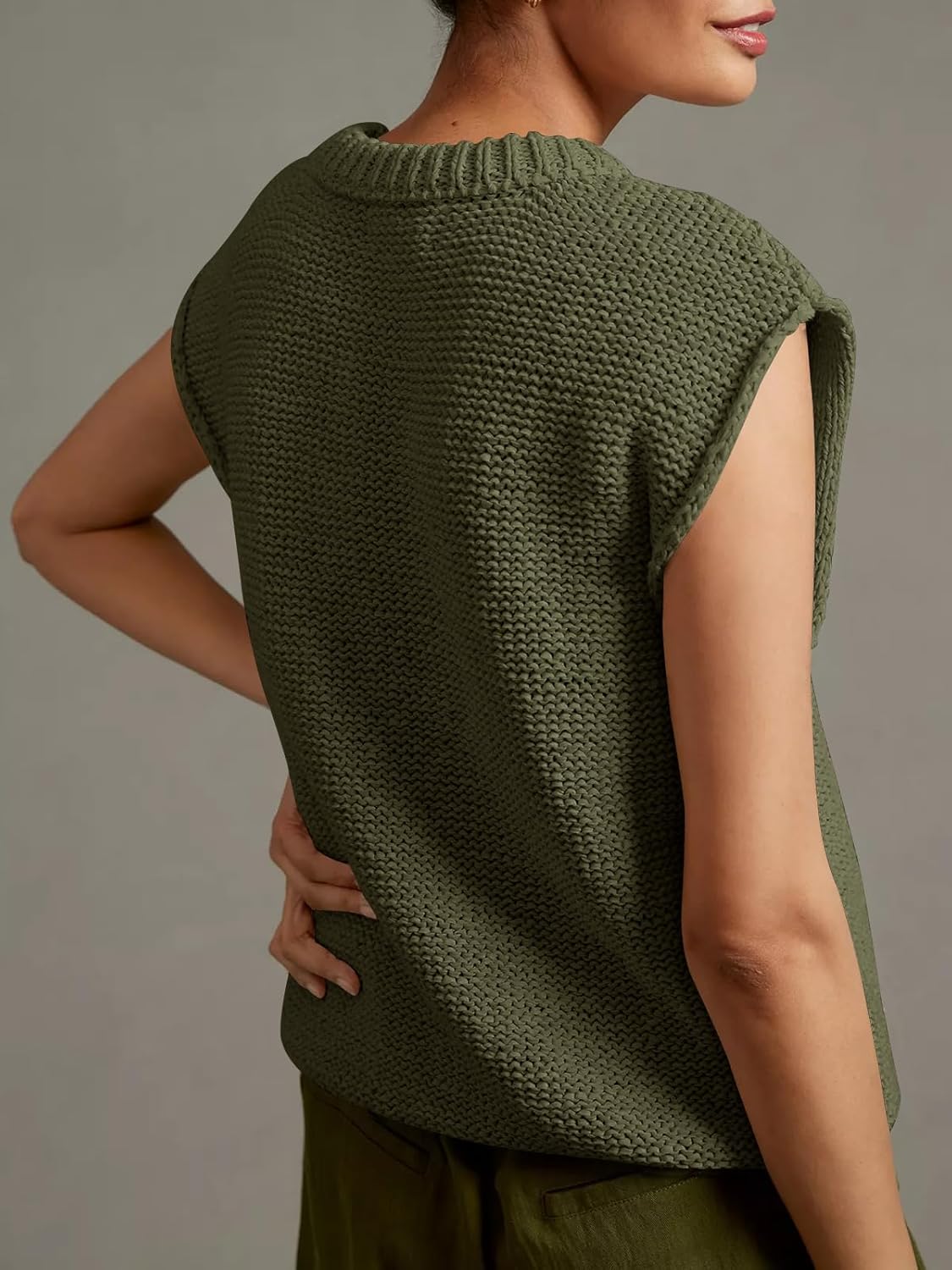 Saodimallsu Womens Sleeveless Crewneck Sweaters Ribbed Knit Tank Tops 2025 Trendy Sweater Vest - Image 4