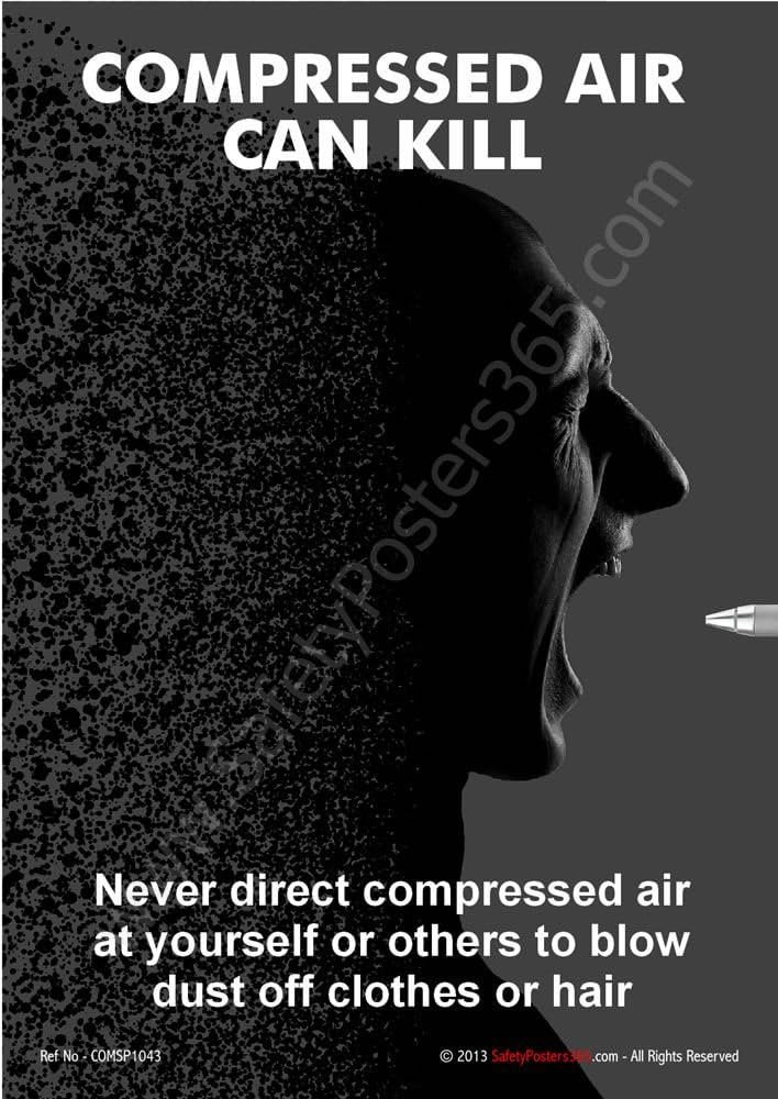 Safety Poster for Compressed Air Compressed air can kill (A2 Size