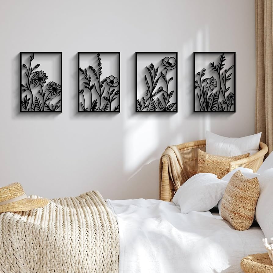 Amazon.com: Glamativity 4 Pcs Black Abstract Flowers Metal