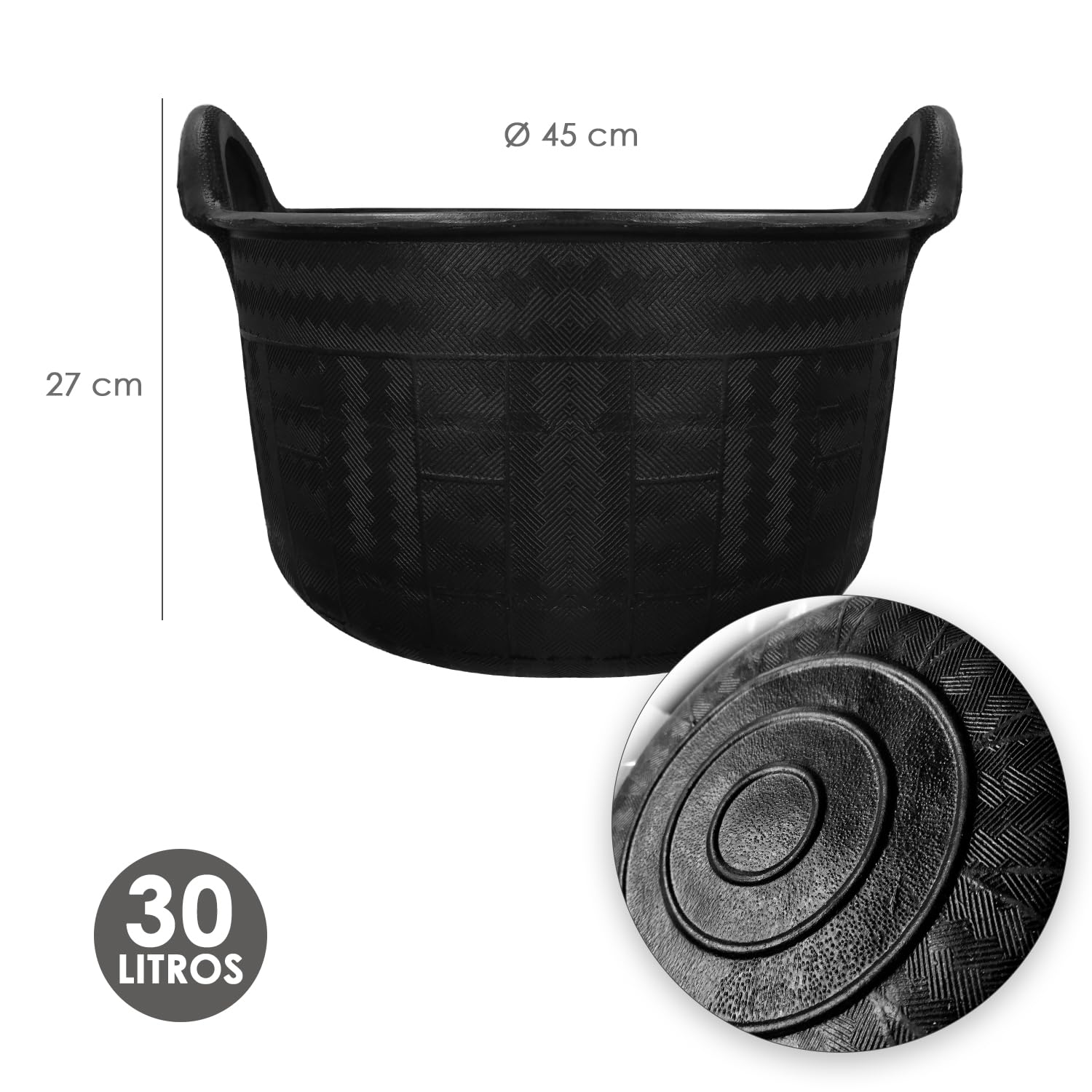 Porte en Caoutchouc pour charbonnière 30 litres avec poignées Base et latérales renforcées. Épaisseur 1 cm. Porte de Chantier, Seau en Caoutchouc