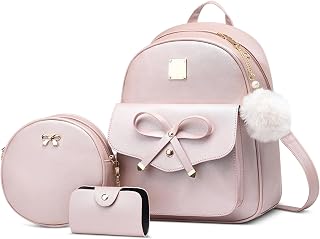 Women's PU Leather Small Backpack Elegant Handbags, Portable Anti-theft Cute School Bag Girl, 3 Piece Shoulder Bag Set, for Travel Work