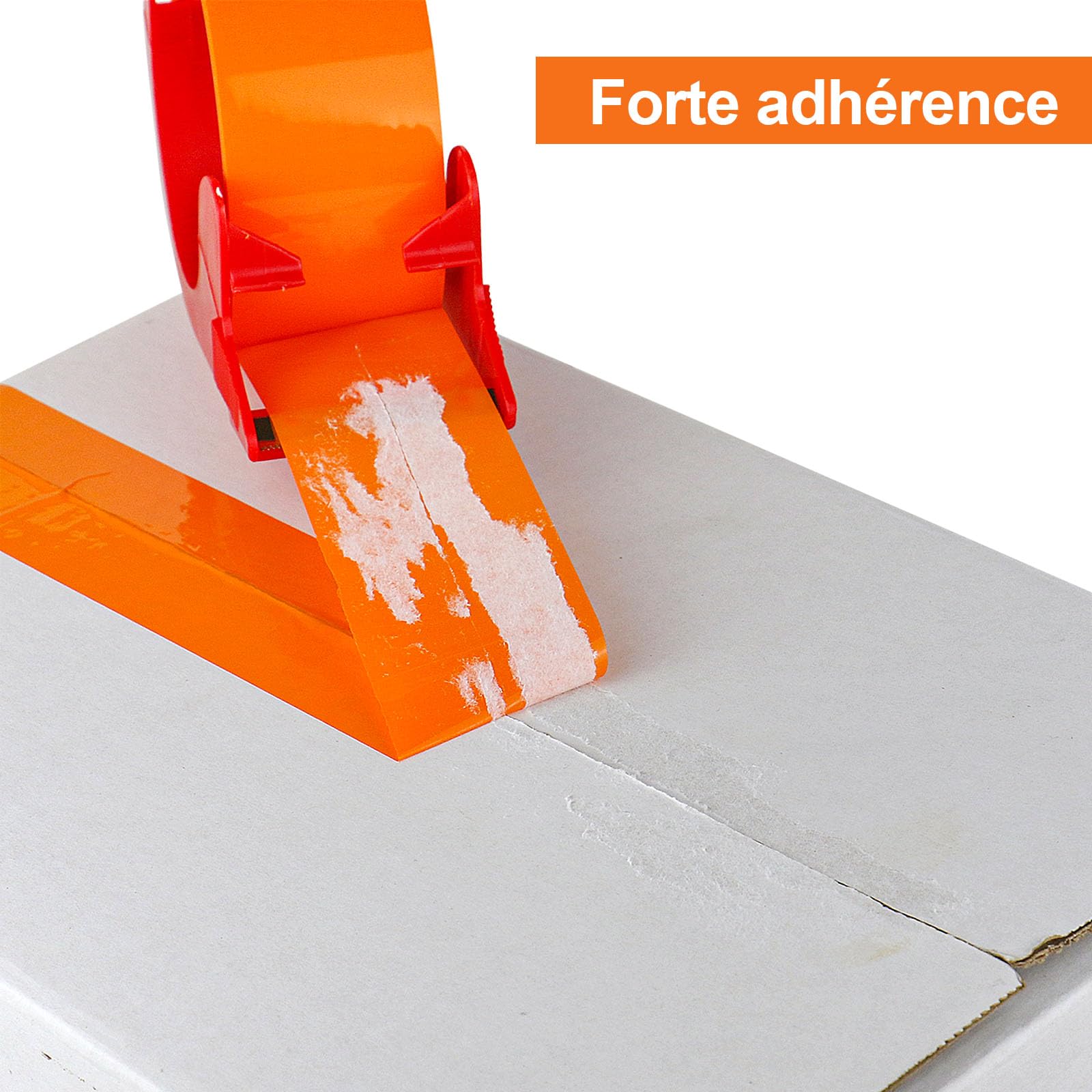 BOMEI PACK 6 rouleaux Ruban d’emballage 66m x 48mm pour emballage - avec dévidoir,impression adhésif fort pour colis, entrepôt, e-commerce (Orange)