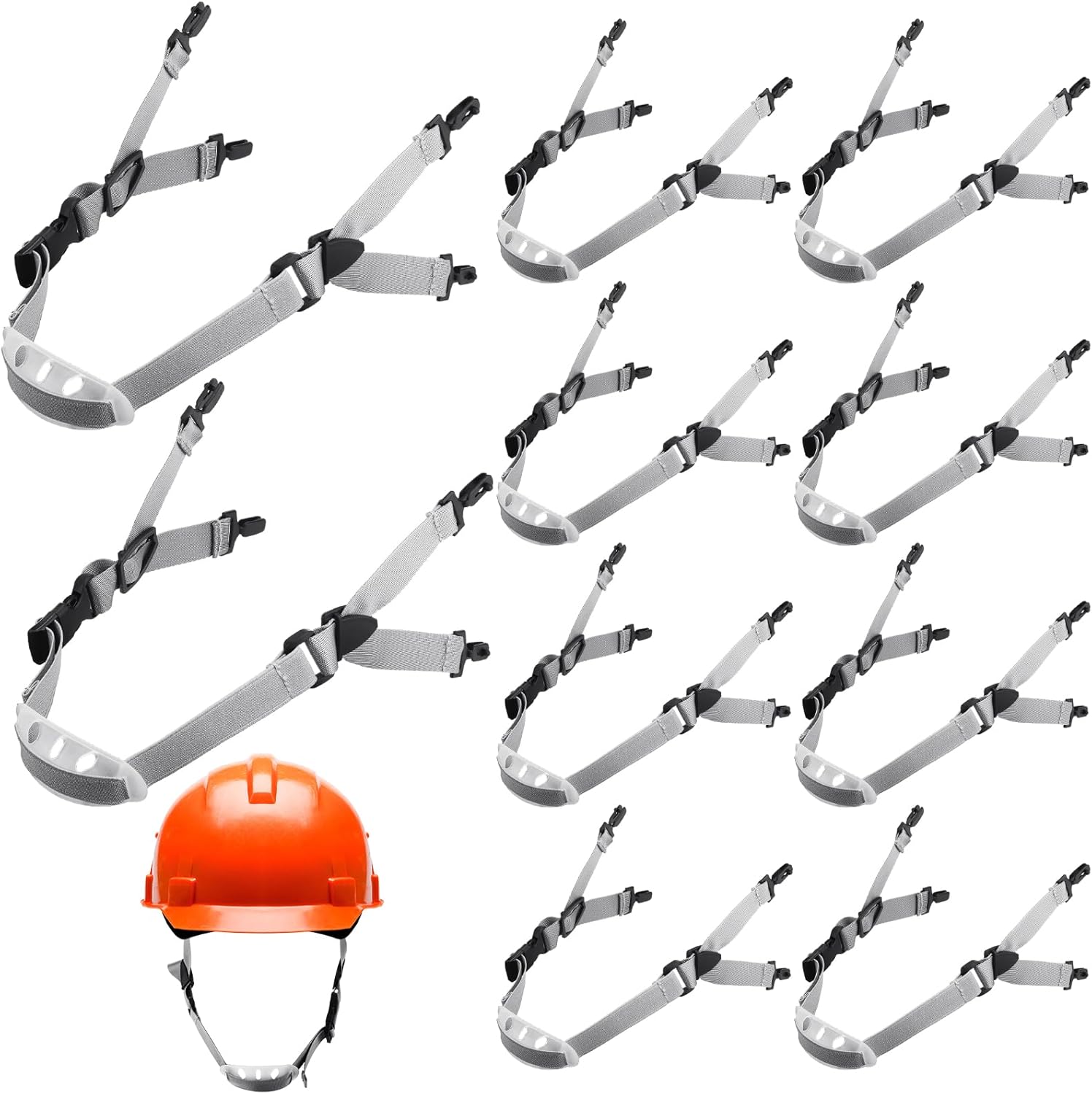 10 pcs universal hard hat chin strap with chin cup helmet multi-point adjustment strap y shape for construction and industrial worker hat replacement guard for bike helmet (grey)