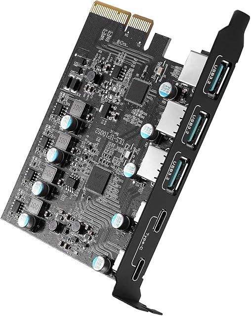 XTVTX PCIe to USB 3.2 Gen 2/3.1 Gen 2 Card with 20 Gbps Bandwidth 5-Port (3X USB-A -2X USB-C) USB C PC Card USB 3.2 Card Internal USB3 Hub Converter PCIE Splitter for Desktop PC Support Windows