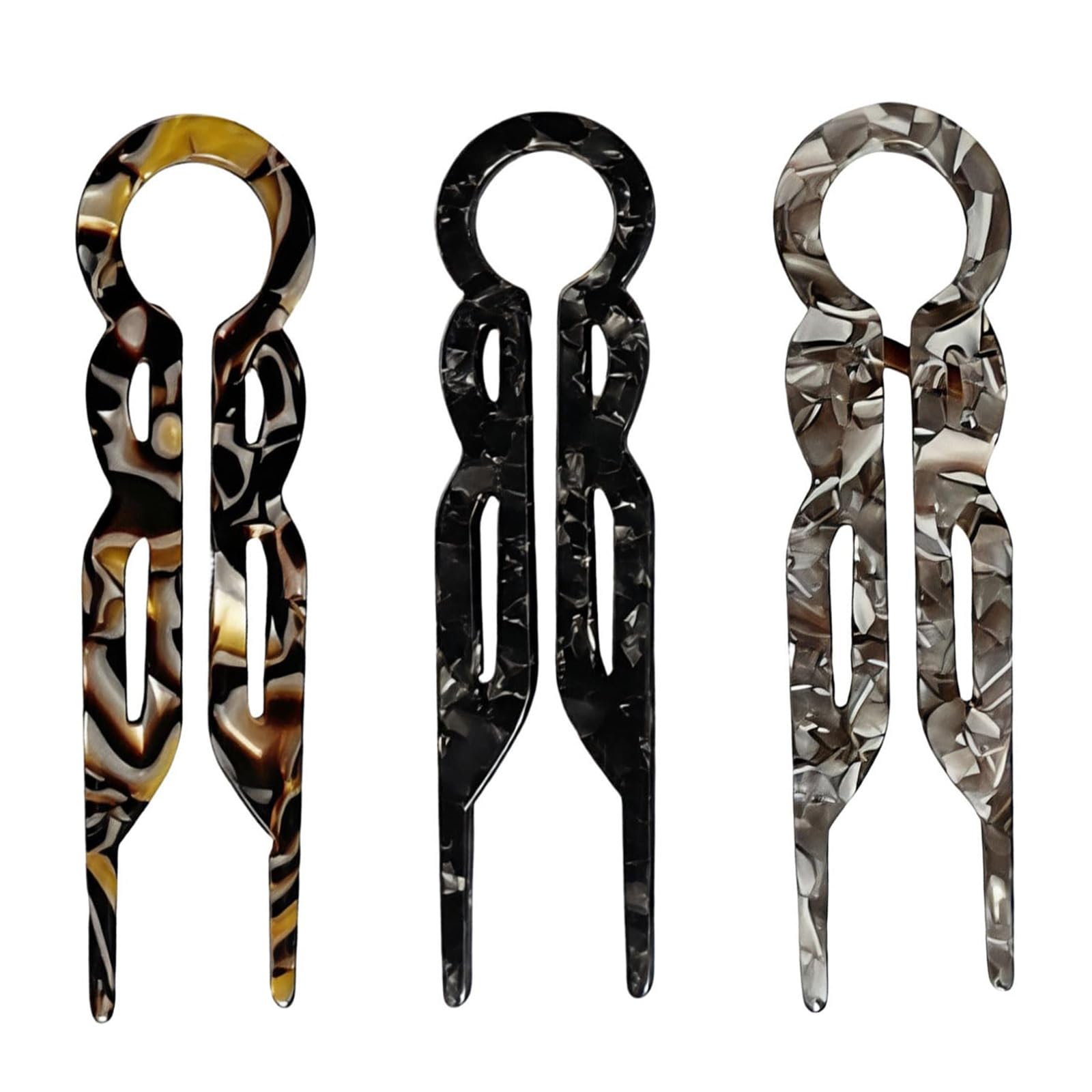 3 Pcs Prestige French Hair Pins, U Shaped Acetate Hair Fork Clips for Women