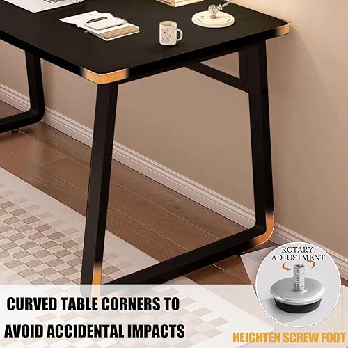 Miniatura 23 de Escritorio moderno de 31.5 pulgadas, mesa de computadora de estilo simple, escritorio de oficina industrial, mesa de oficina natural