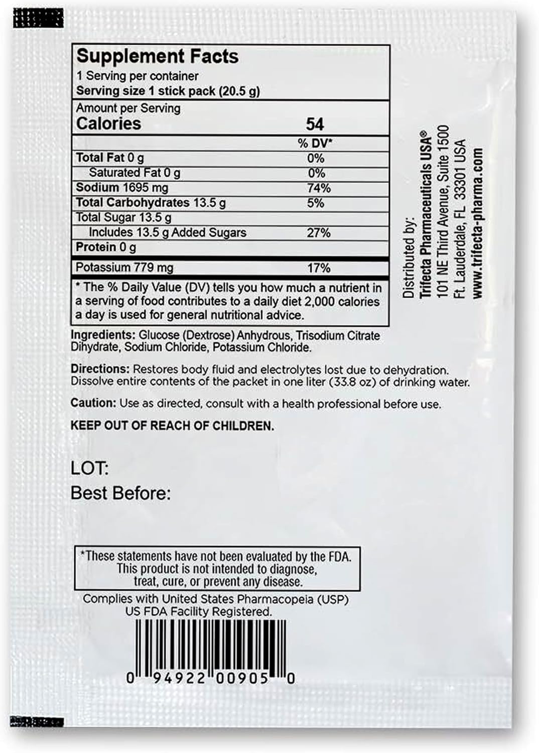 TRIORAL Rehydration Electrolyte Powder – Oral Rehydration Salts for Dehydration – Supports Hydration during Workouts, Fluid Loss, and Daily Wellness – 100 Drink Mix Packets
