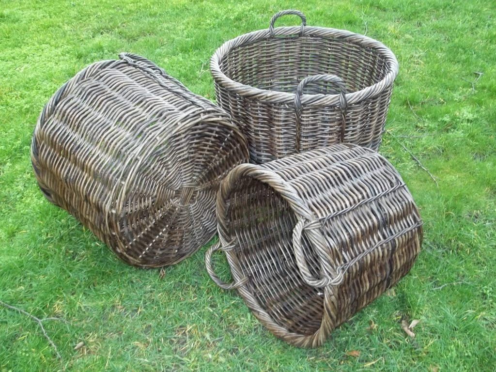 Kaminkorb, Holzkorb, Erntekorb, Kartoffelkorb aus Rattan, braun, Gr.1