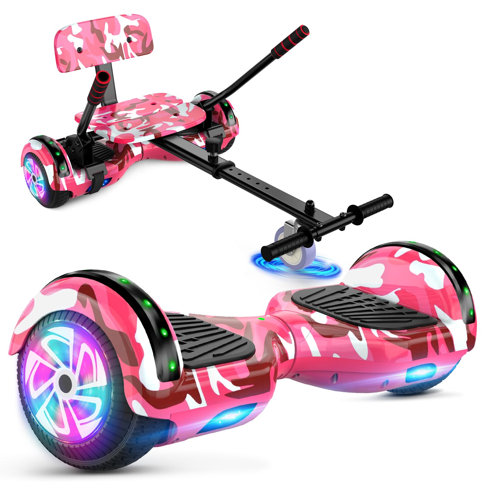 CBD Scooter with Corlorful LED Lights,6.5" Wheels, Dual 300W Motor Scooter for Kids Girls Boys Adults, All Ages