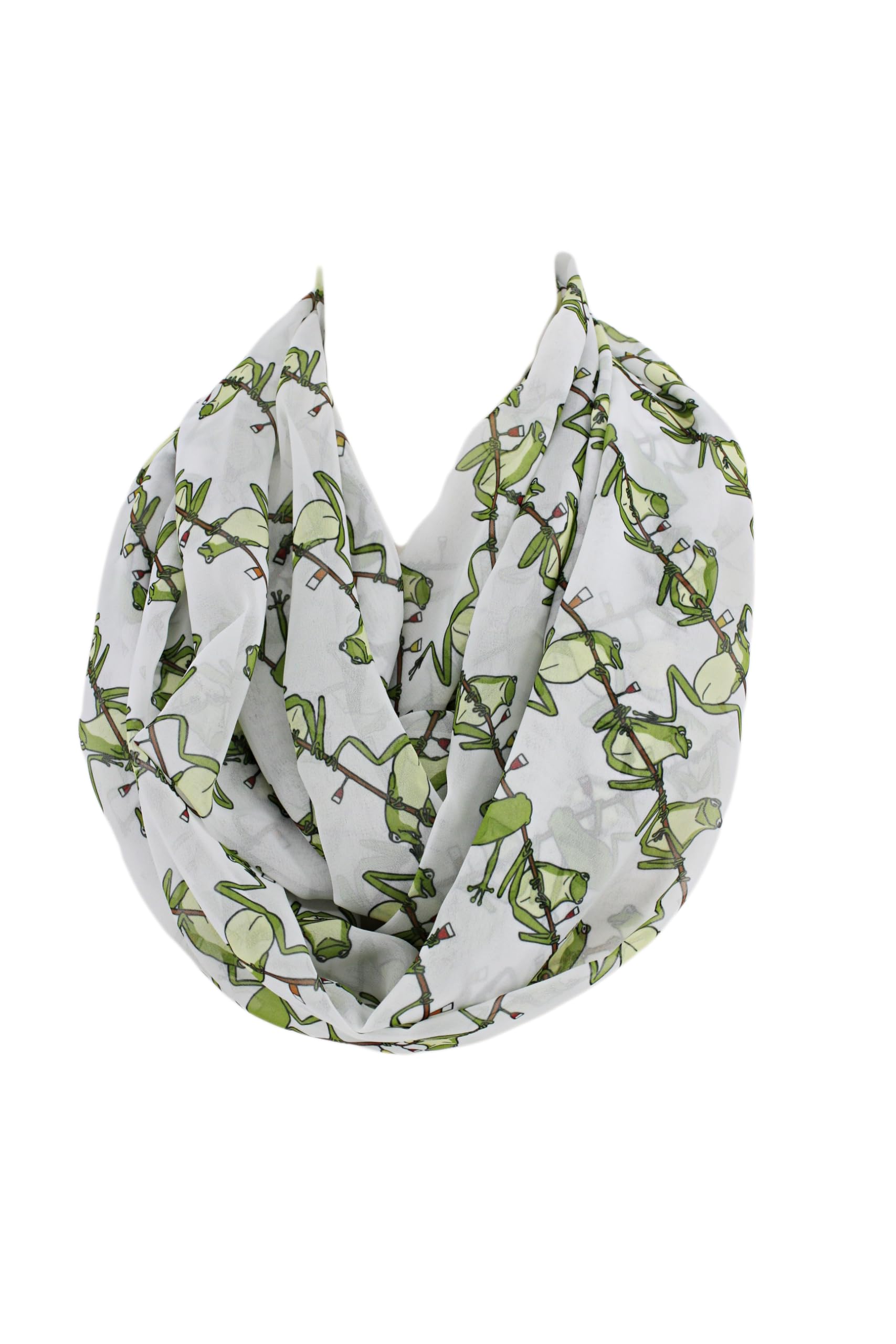 Etwoa Fun Frog Pattern Infinity scarf Circle scarf Loop Scarf, White, Large
