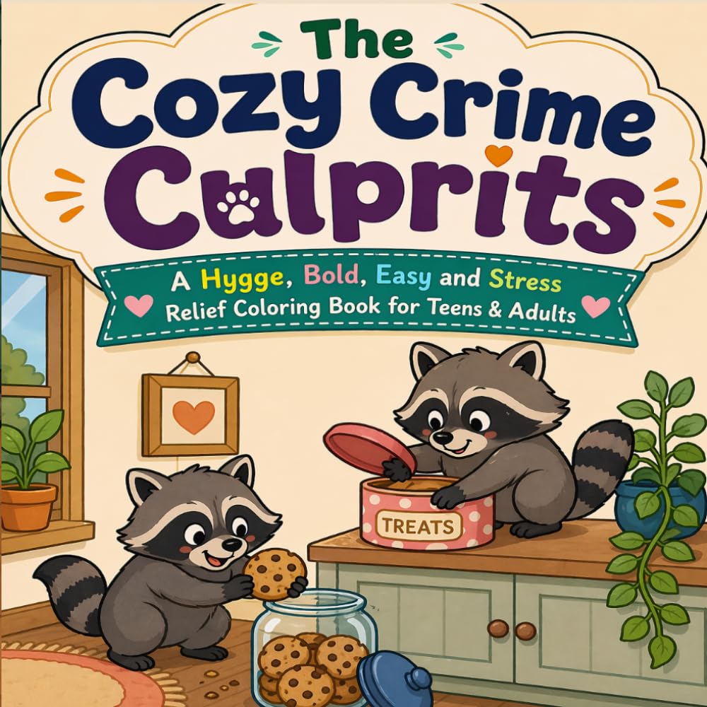 The Cozy Crime Culprits: A Hygge,bold,easy and stress relief coloring books for Teens and Adults