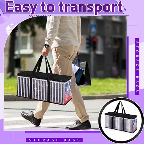 Miniatura 3 de Cunno Juego de 24 bolsas de almacenamiento de DVD, estuche de almacenamiento de DVD resistente al agua, caja de DVD transparente, organizador con