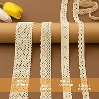 Vista 3 de Juego de cinta de encaje vintage de 20 yardas, encaje de ganchillo marfil para manualidades, costura, envoltura de regalos, álbumes de recortes