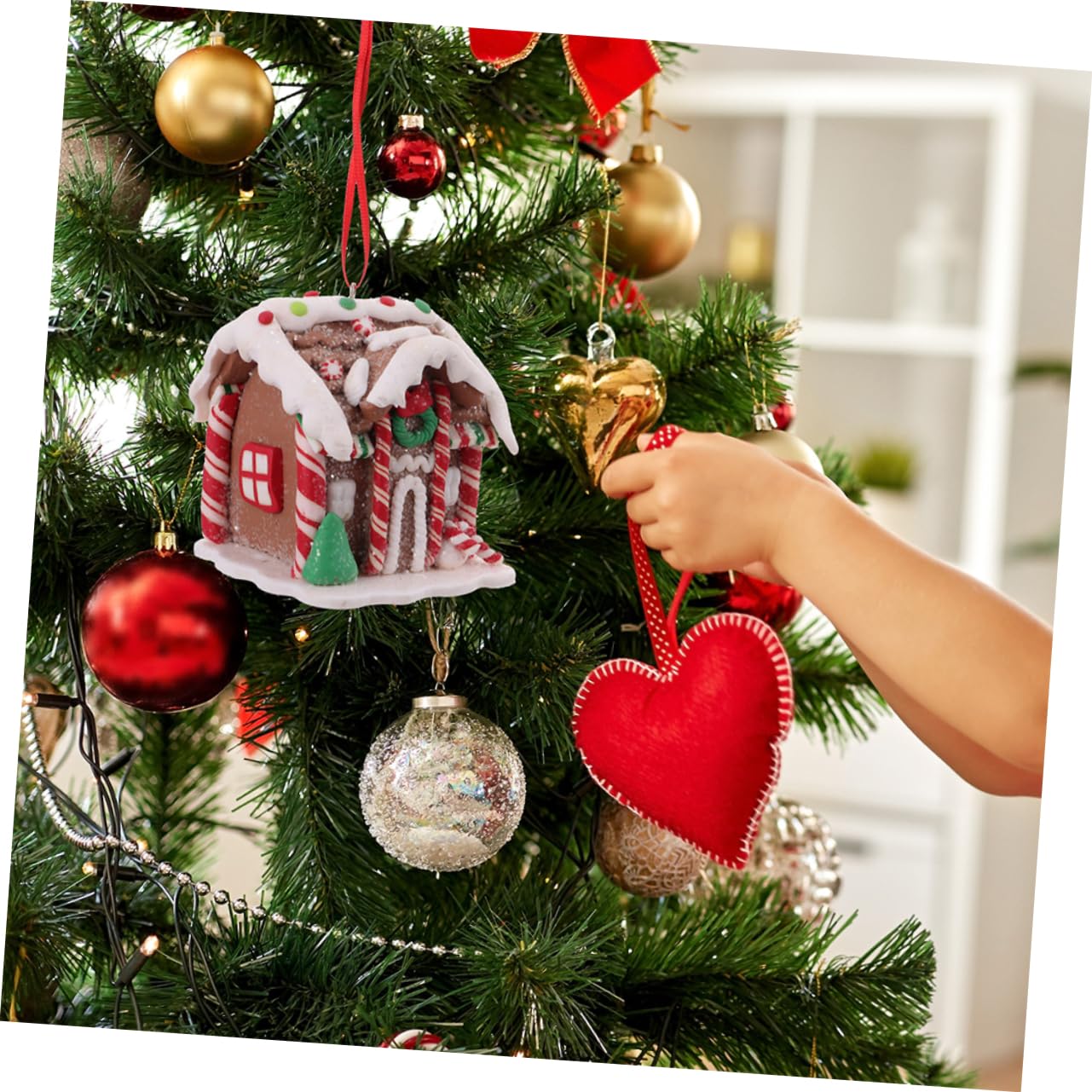 ABOOFAN 4piezas Adornos de Casa de Jengibre Colgantes para Árbol de Navidad Decoración de Escritorio para Fiestas Navideñas de Materiales para Decorar Escenas Navideñas