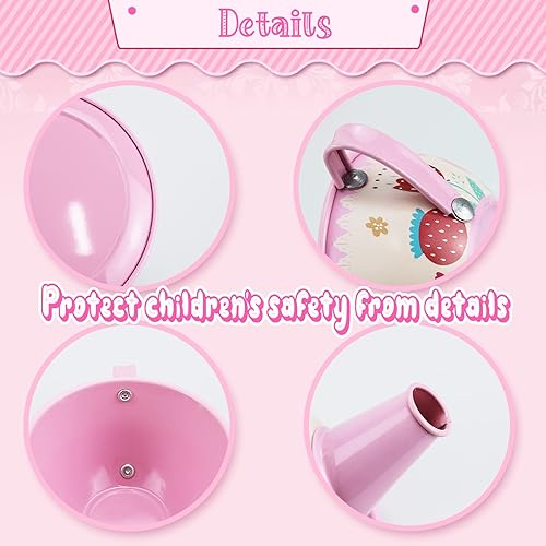 Miniatura 3 de Juego de té rosa para niñas pequeñas, diseño de flores, juego de fiesta de té para niños, juguetes de princesa para tetera, platos de cocina, juego