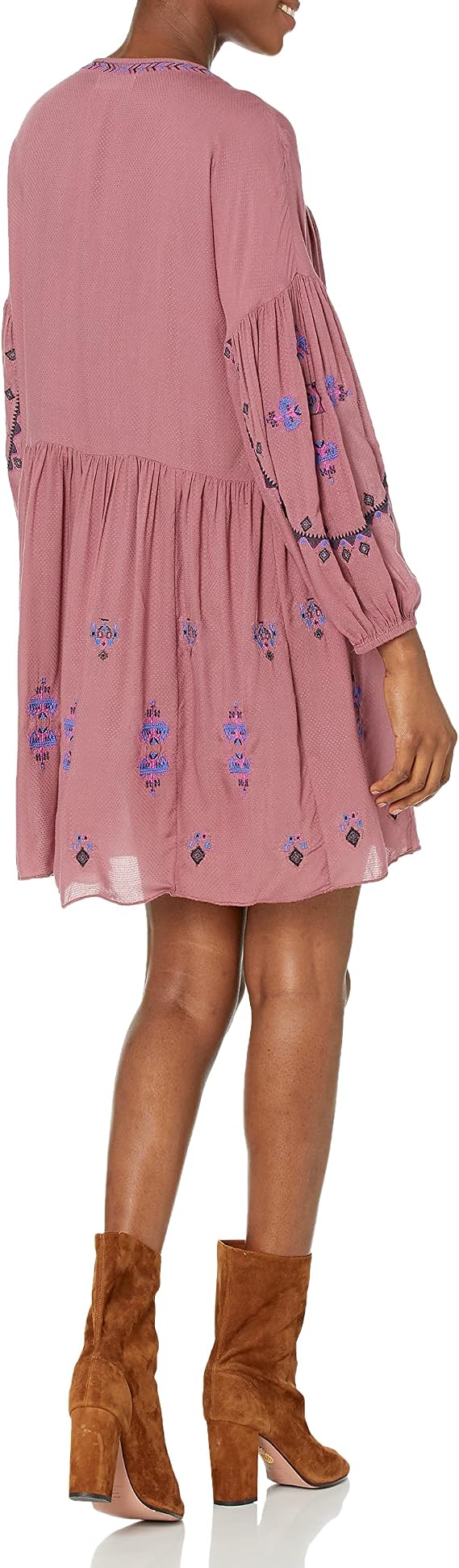 Embroidered Tiered Tunic Dress 