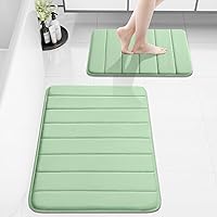 Vista 10 de Buganda Juego de 2 tapetes de baño de espuma viscoelástica y tapete para inodoro en forma de U, lavable a máquina, suave, antideslizante, Negro