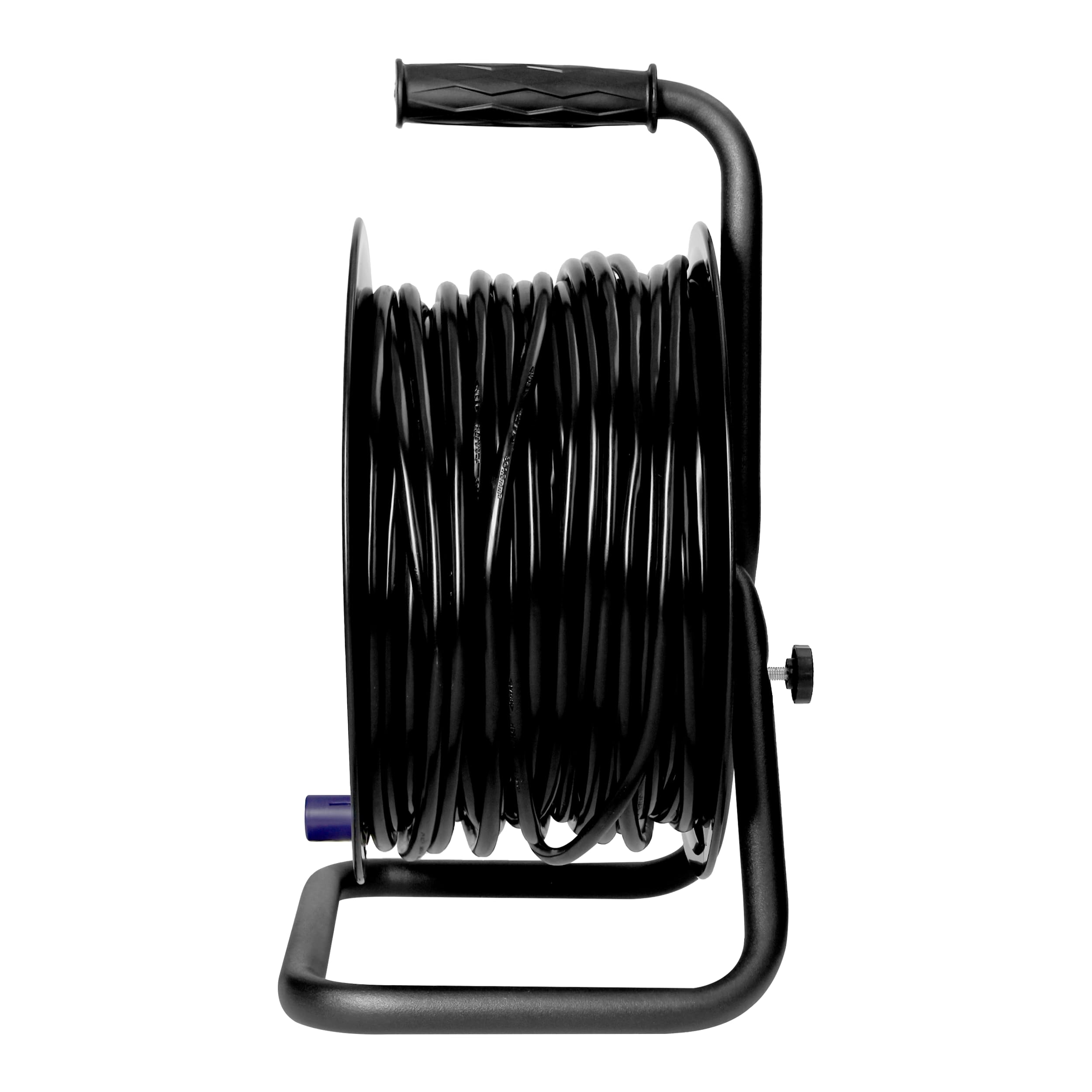 Przedłużacz Bębnowy 4 Gniazda typu Schuko 2P+Z Kabel PVC 3 x 1,5mm² Wyłącznik Bezpieczeństwa Przesłony Torów Prądowych - Garaż Warsztat Prace Remontowe IP20 (50 metrów)