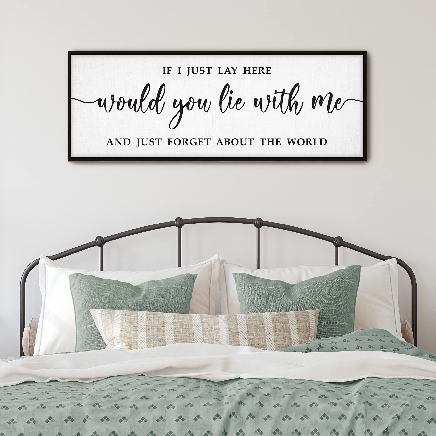 Graceview Black If I Lay Here Would You Lie With Me Framed Wall Art - 42'X15' For Bedroom Above Bed (Black)