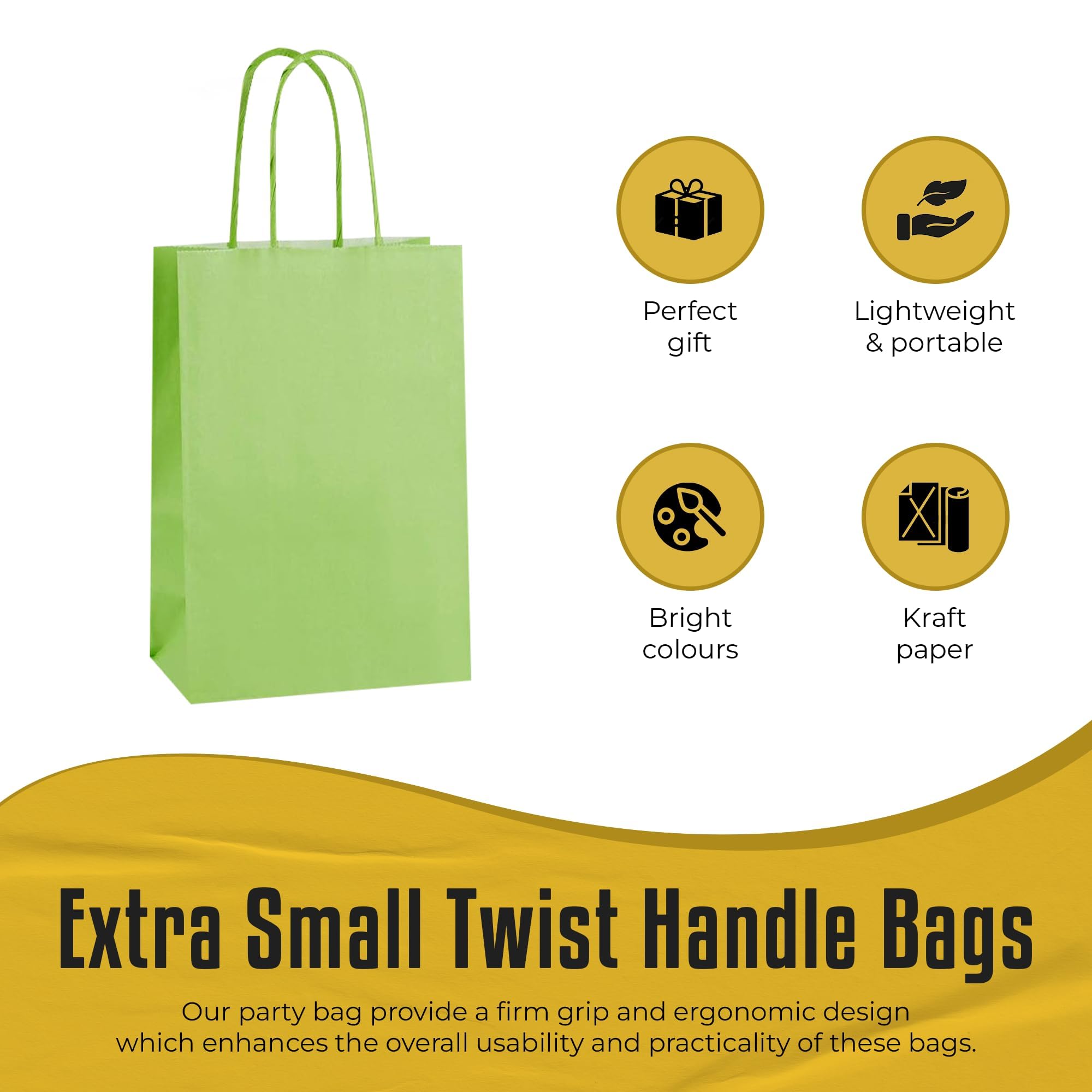 Thepaperbagstore 30 Light Green Paper Party Bags with Handles - Image 2