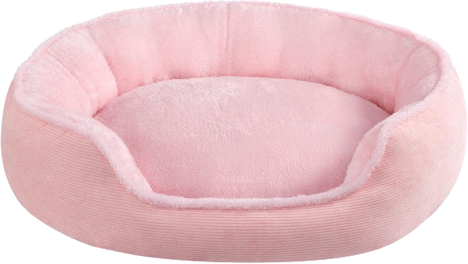 Hollypet Cat Bed Small Dog Bed, Round Pet Bed for Cats and Puppy, Soft Sleeping Beds Breathable Pet Cushion, Pink(55 * 50 * 15cm)