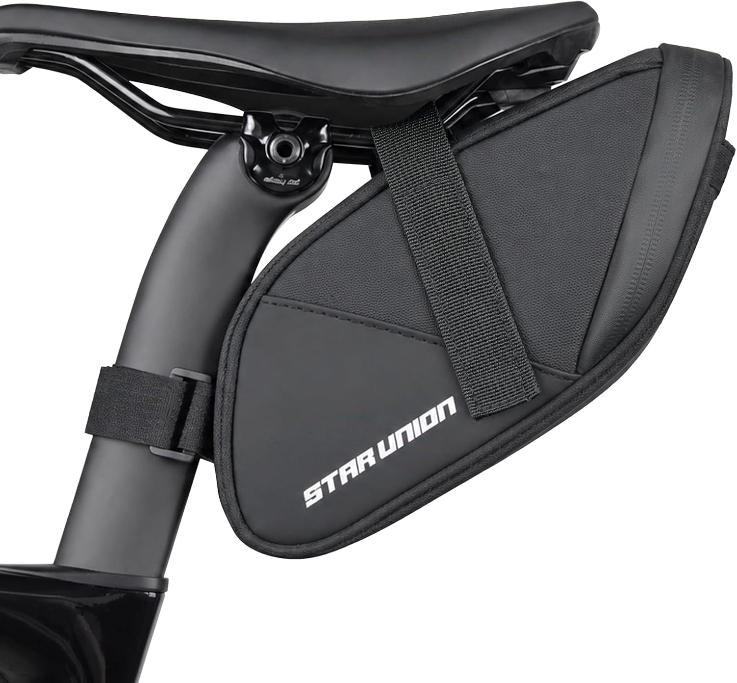 Bike Seat Bag, 1.5L Waterproof Bicycle Saddle Bag Under Seat, Durable 900D Cycling Pouch with Reflective Area & Tail Light Loop, Fits Mountain Road Bikes and Commuter