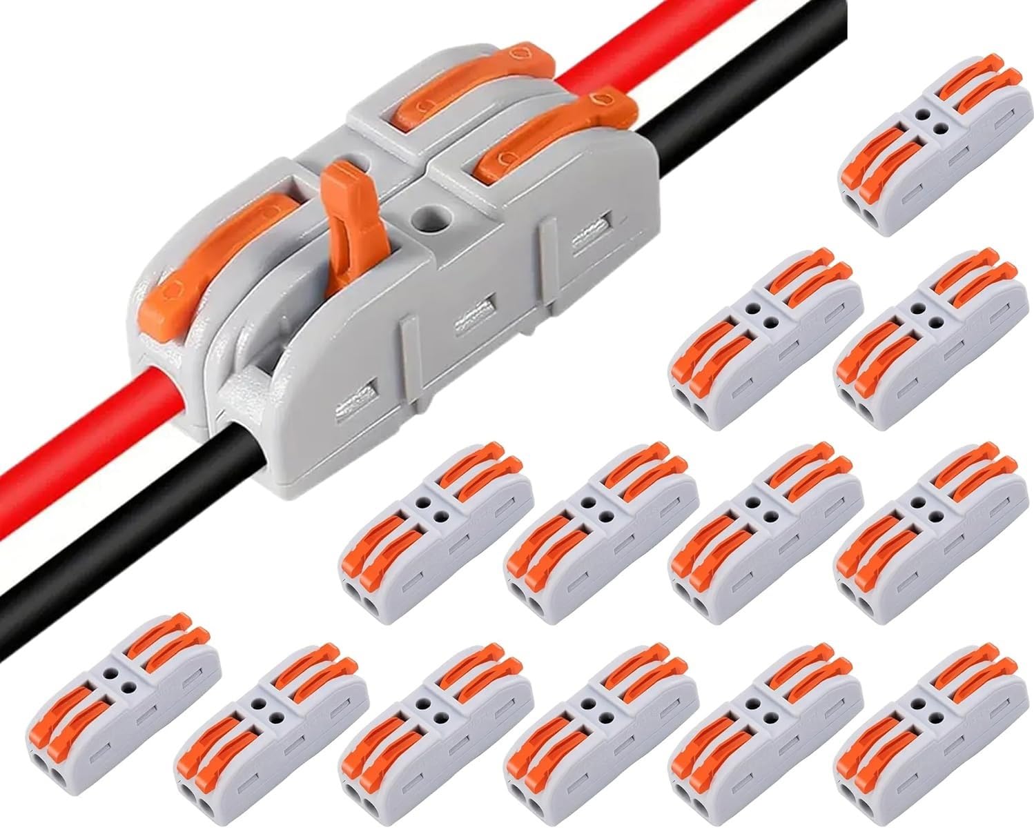 Ayushicreationa Wire Cable Connector - 2 Circuit Inline Splices With Control Lever, Compact Splicing Jointer, Cable Conductor Clamp for 28-12 AWG (12PCS)-image-42