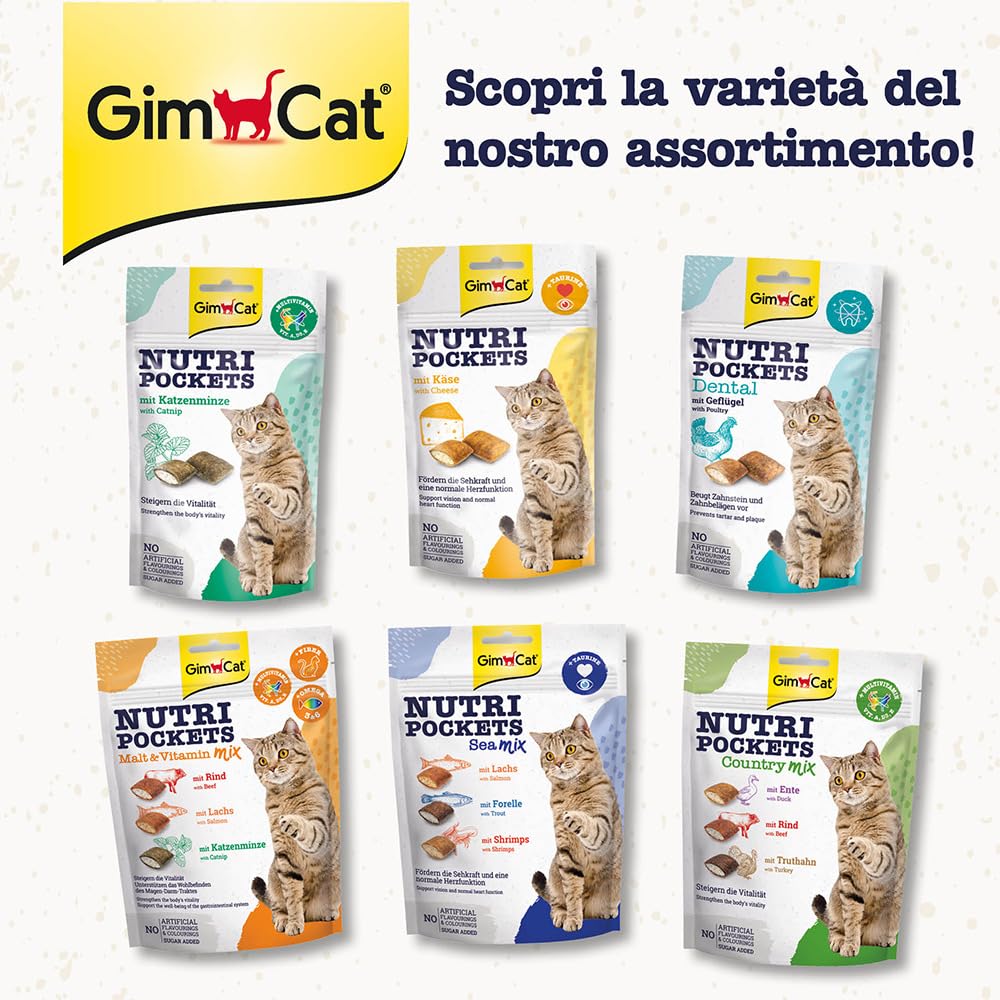 GimCat Nutri Pockets Country Mix Snack croccante per gatti con ripieno cremoso 150 g