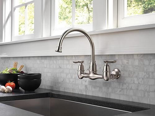 Miniatura 5 de Delta Faucet Corin - Grifo de cocina de níquel cepillado, grifo de fregadero de cocina, grifo de cocina montado en la pared, grifo de cocina de