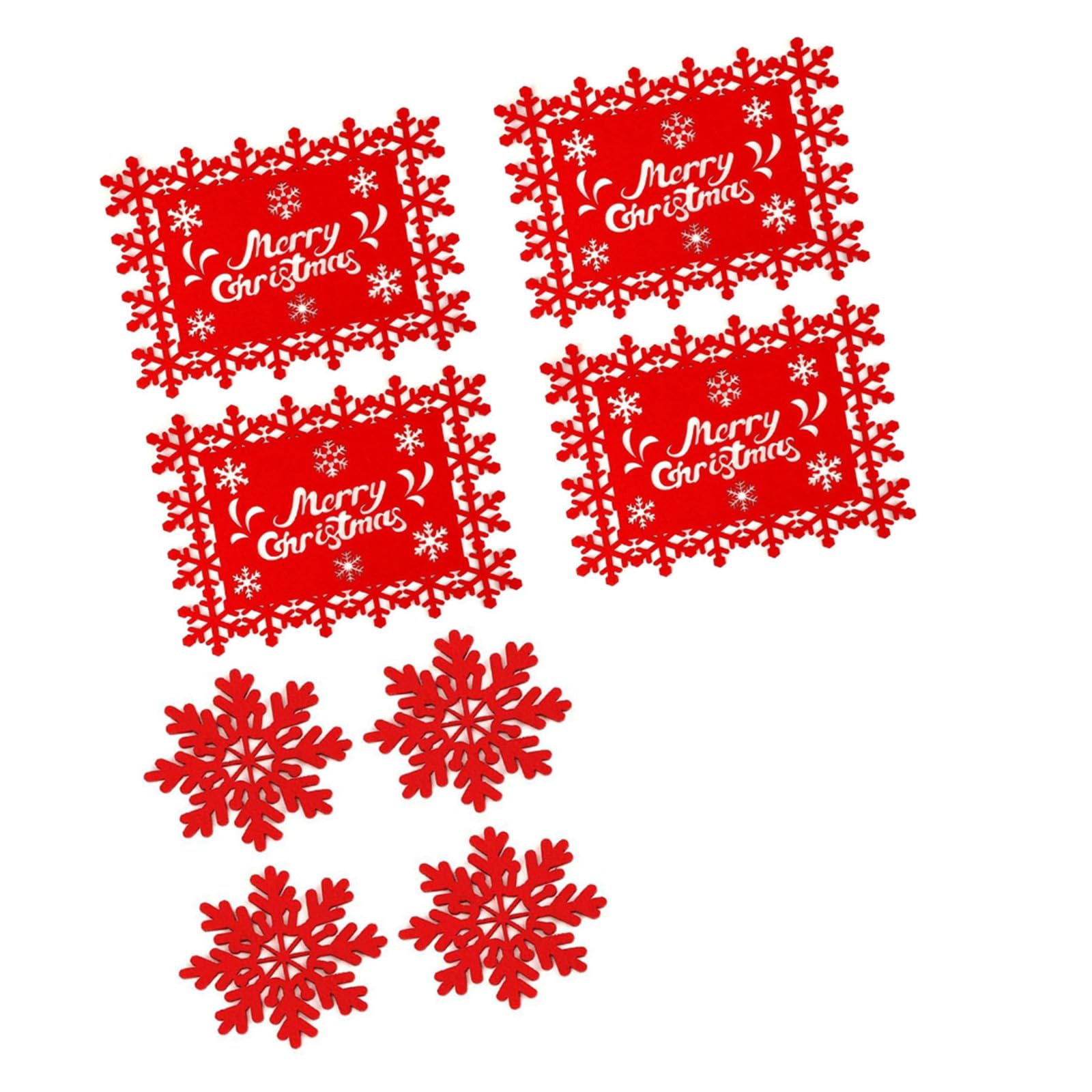 Retuolwag Hongse 12Pcs Festival Felt Table Mats Placemats For Christmas Dining Elegant Snowflake Shaped Tableware Mats