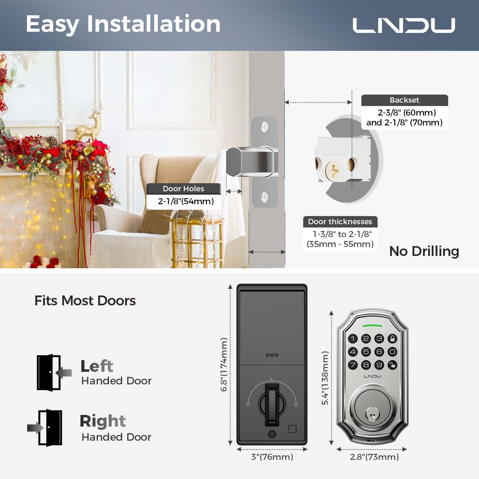 Amazon.co.jp: LNDU キーレスエントリードアロック スマートドアロック