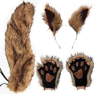 Costume Chipmunk ears brown big paws Chipmunk tail cosplay party Halloween party costume set