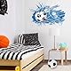 ANHUIB 3D Wandtattoo Fußball Wandsticker Kinderzimmer Fussball Durchbruch Wandaufkleber für Kinderzimmer Jungen Blaue Fussball Wandtattoo Junge Teenager Wandstikcer für Schlafzimmer Deko Geschenk