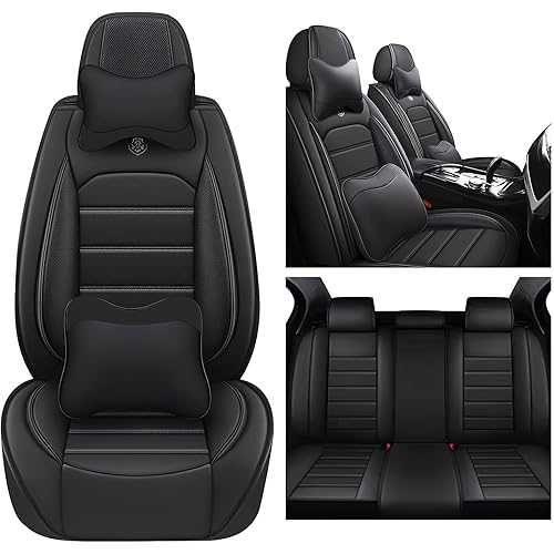 Car Seat Covers Fit for Dodge Durango 1998-2024,5 Seats Custom Fit Leather Cover Protector Cushion,Automotive Vehicle Auto Interior Covers(Black,Premium Full Set with Pillow)