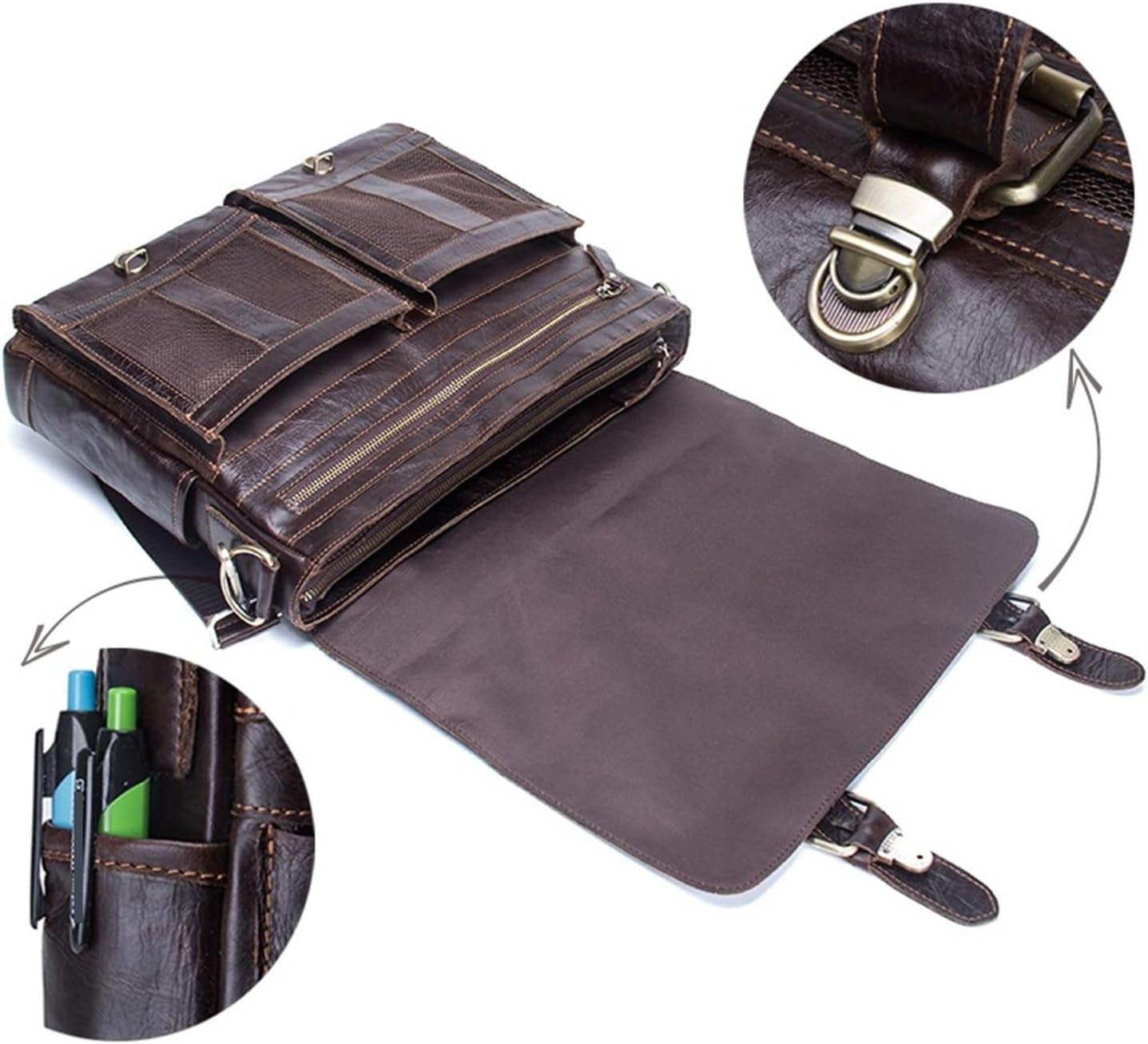 Compatible For Briefcase Business Handbag Laptop Casual Large Shoulder Bag Vintage Messenger Bags Bolsas