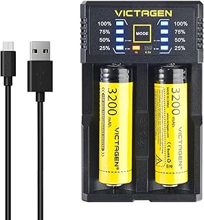 18650 Rechargeable Battery Charger 3.7V, VICTAGEN Smart Universal Charger for Batteries 3.7V Lithium-ion 18650 18490 18350 17670 17500 16340(RCR123) 14500, 1.2V Ni-MH&Ni-Cd, AA, AAA Batteries