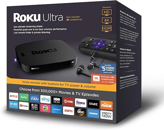 Roku 4661RW Ultra Streaming Player, 2018 with JBL Headphones