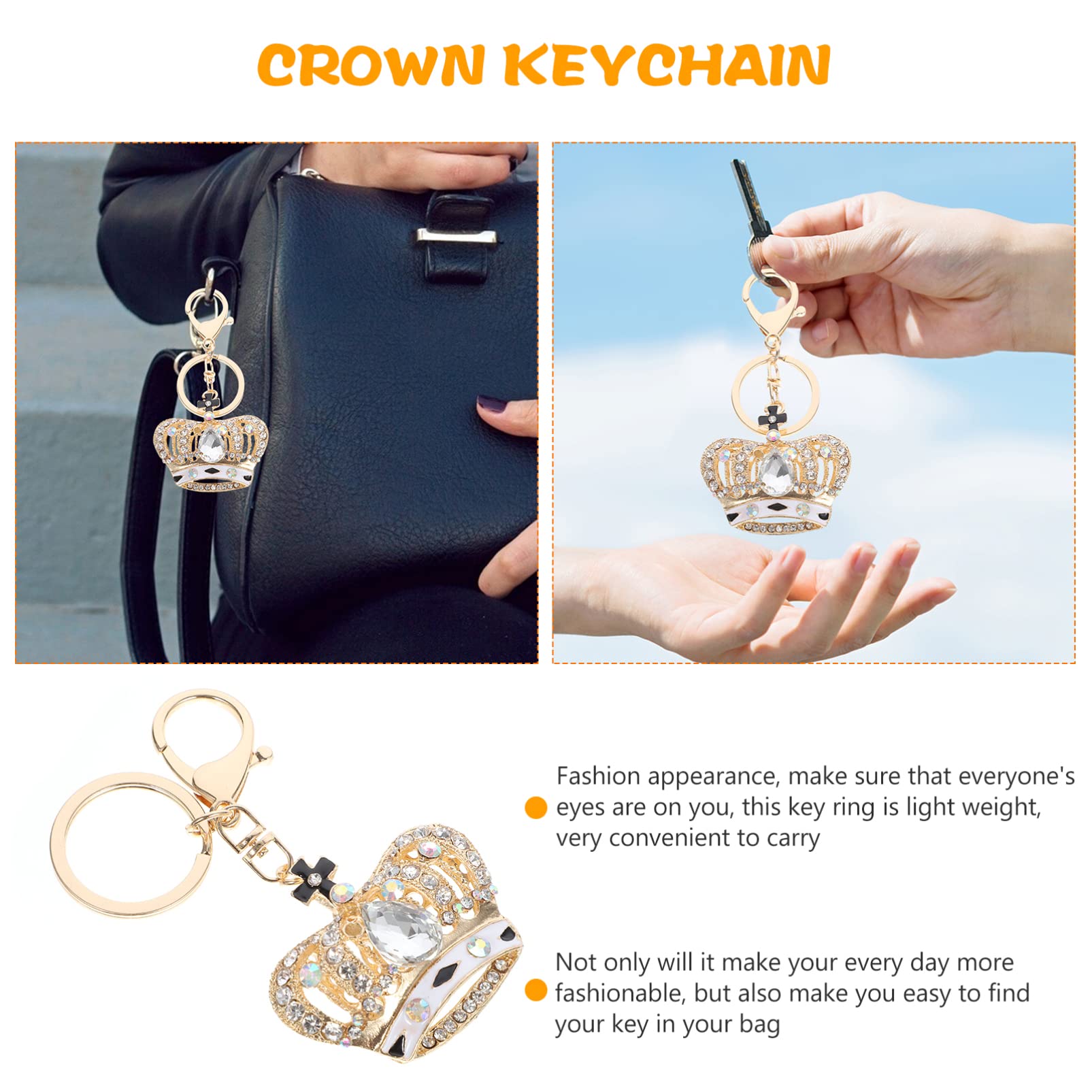 GALPADA 5piezas Llavero De Cristal Brillante Forma De Adorno De Bolso Elegante Para Mujeres y Amigas